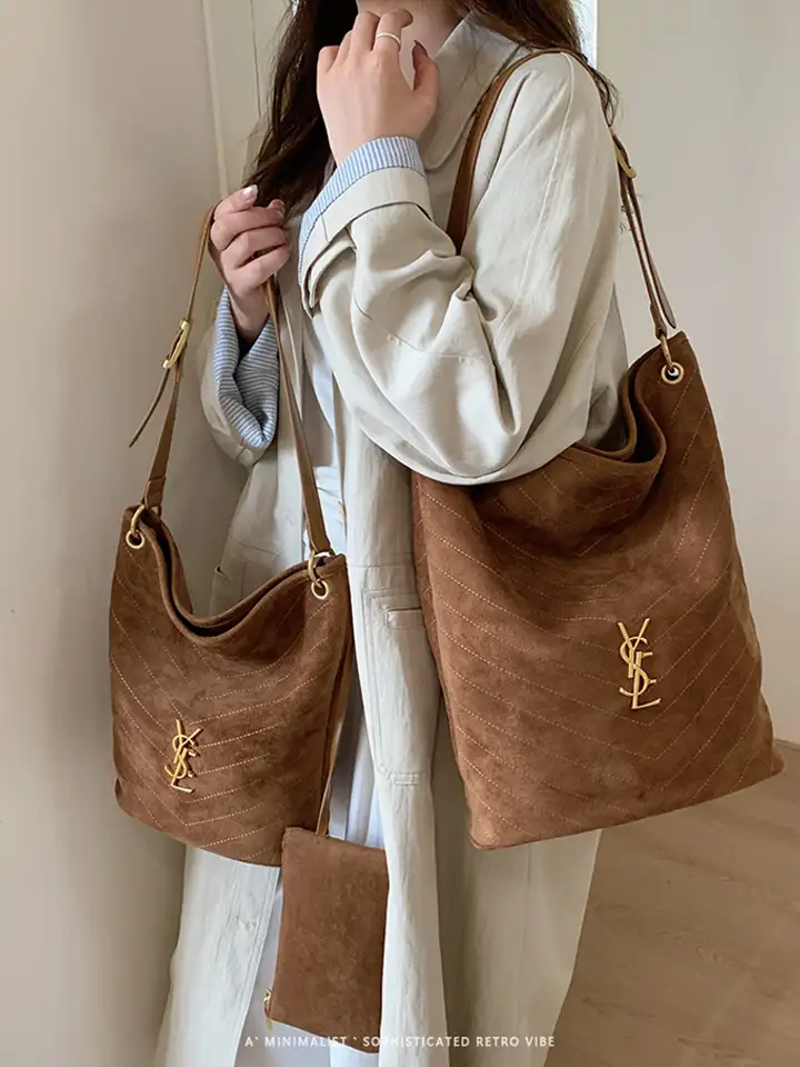 Suede Mother-and-Child Bucket Bag
