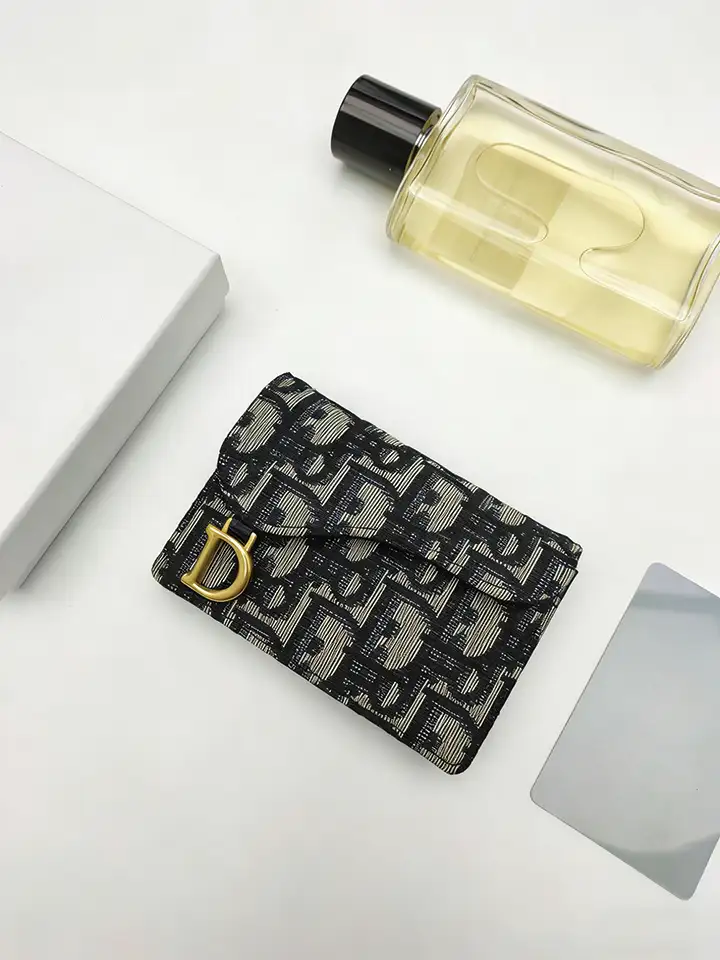 D Monogram Jacquard Card Holder, Retro Luxury Multi-color Wallet